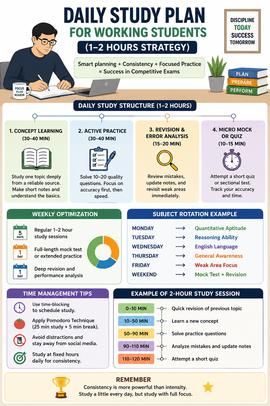 Daily Study Plan for Working Students (1–2 Hours Strategy)