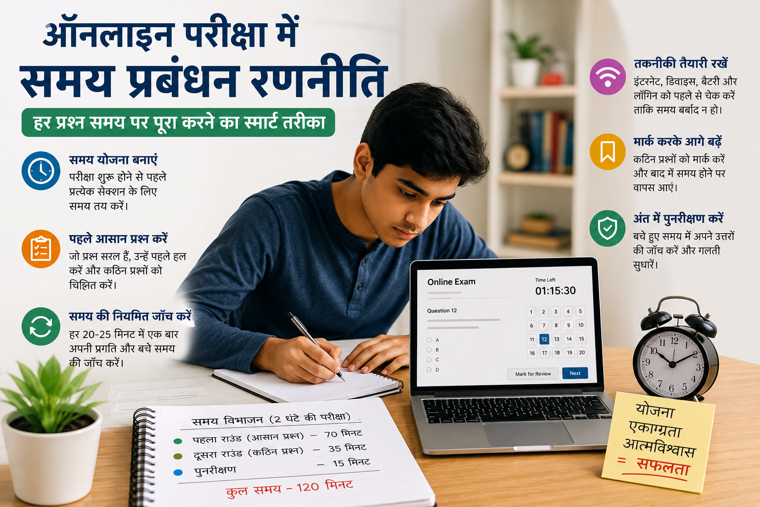 ऑनलाइन परीक्षा के लिए समय प्रबंधन रणनीति: हर प्रश्न समय पर पूरा करने का स्मार्ट तरीका