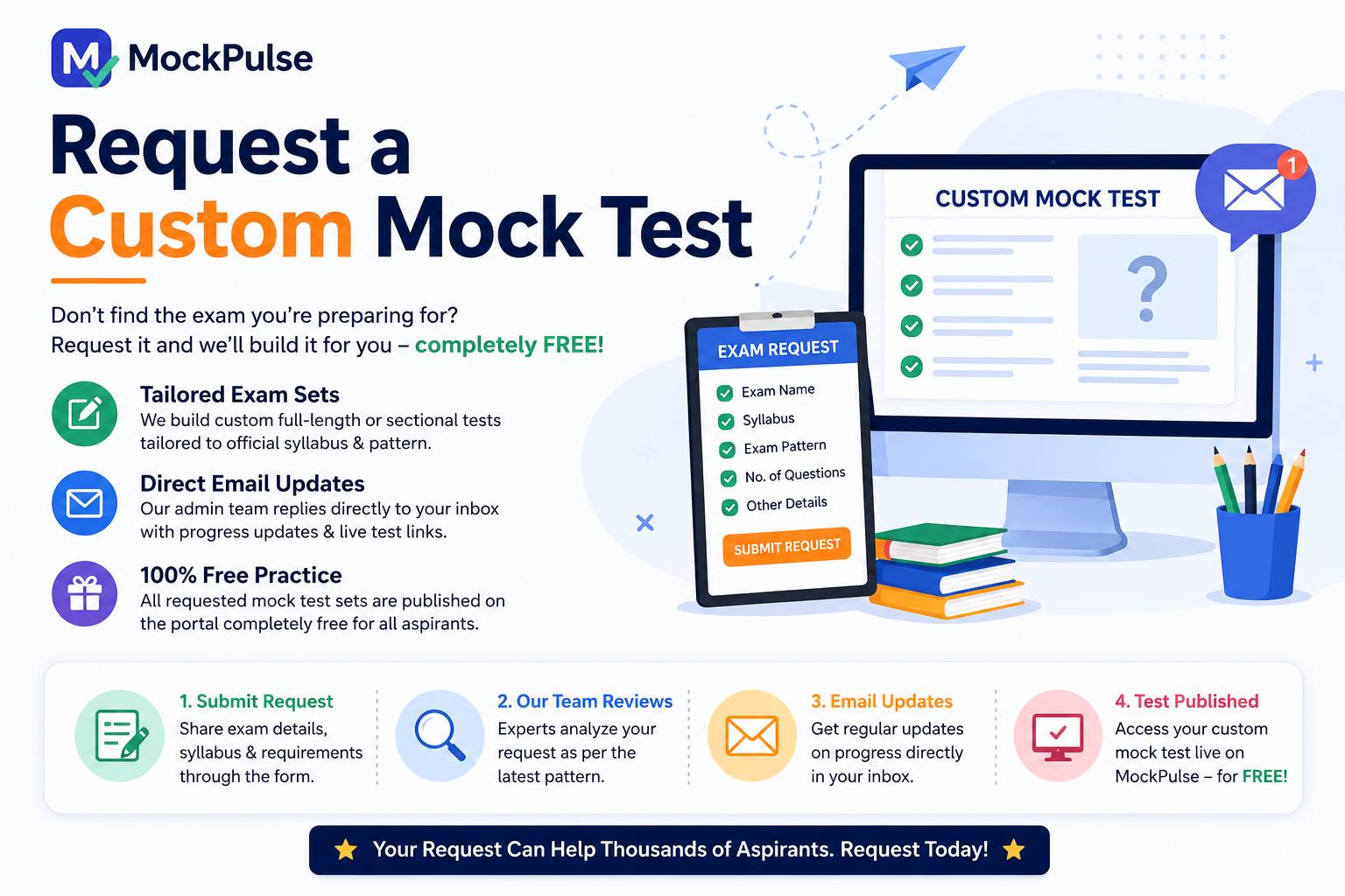 Request Free Custom Mock Test Online | Tailored Practice Tests – MockPulse